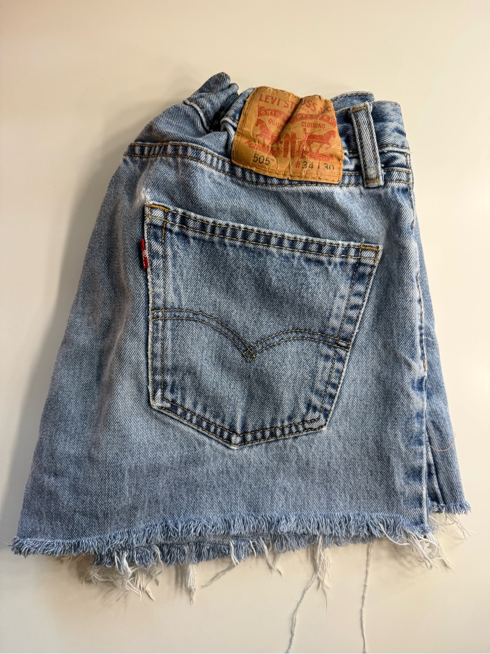 Levi's Light Blue Denim shorts with Frayed Hem